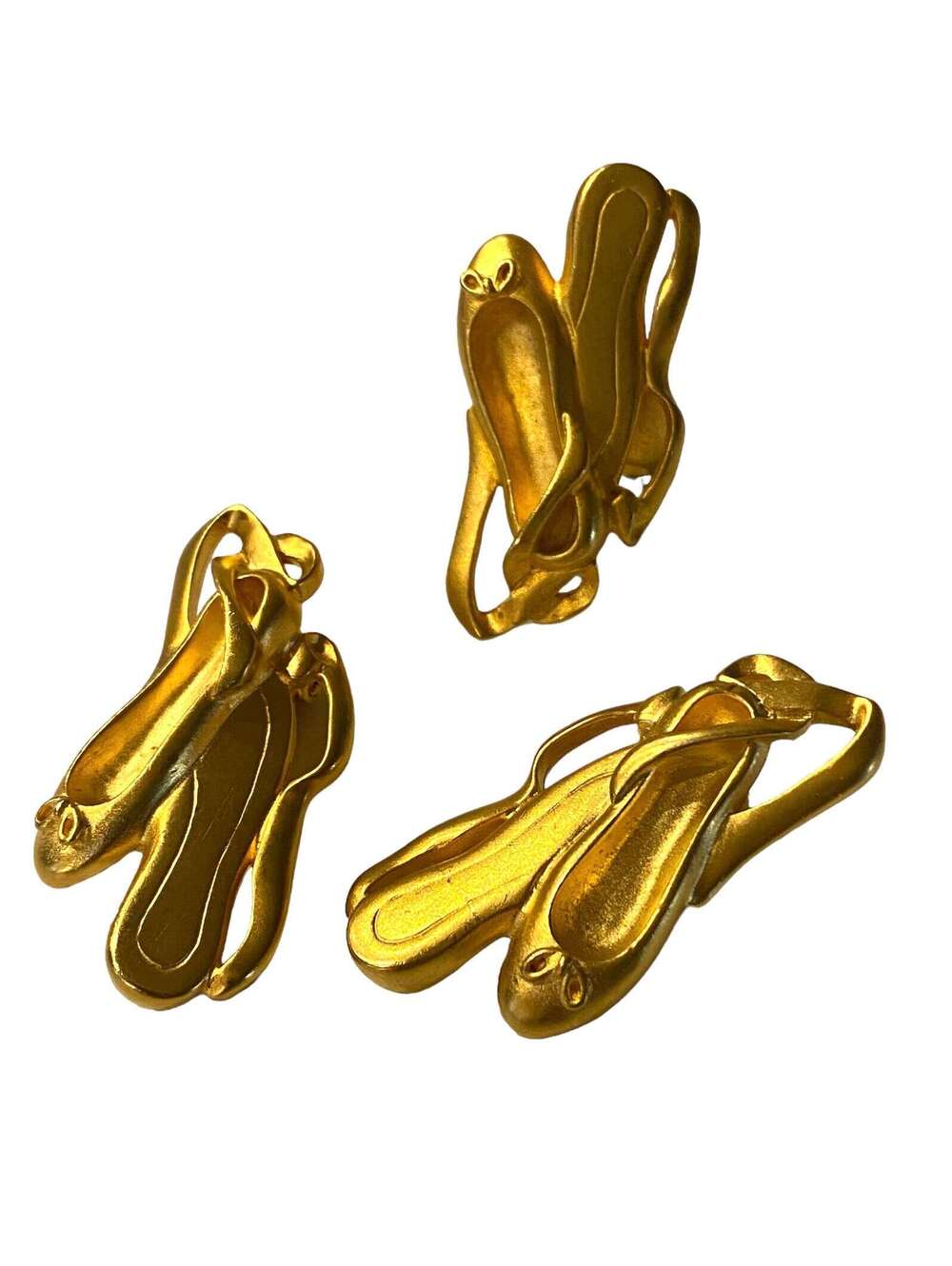 Karl Lagerfeld Plated Ballet Flat Slippers Clip Earrings AND Matching Ring BB16